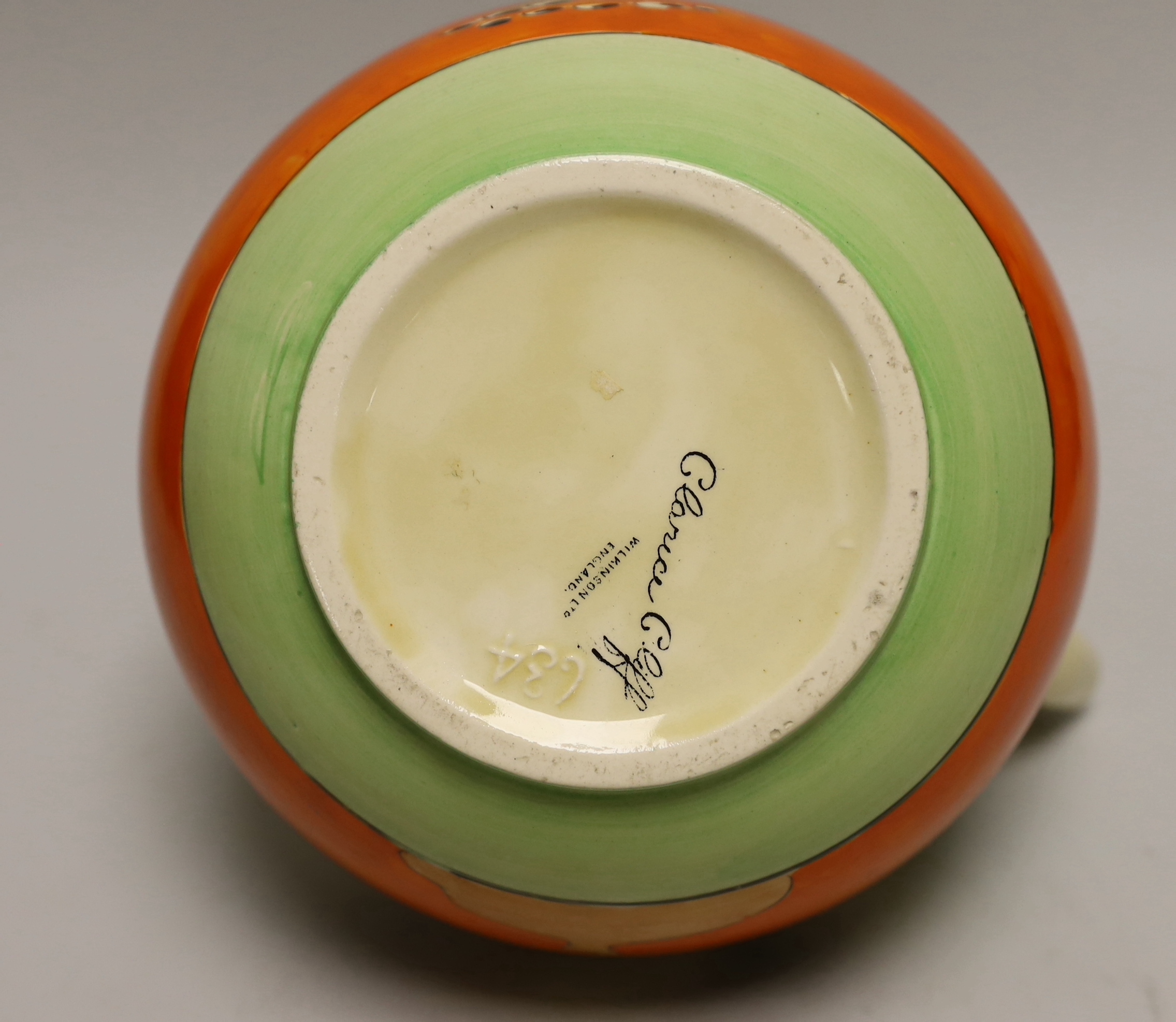A 1930s Clarice Cliff Tulip pattern jug, 19cm